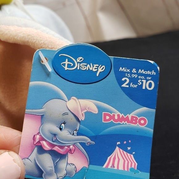 Disney Small Dumbo Plush Elephant Stuffed 8" Animal Yellow Hat Trunk Up - Picture 4 of 9